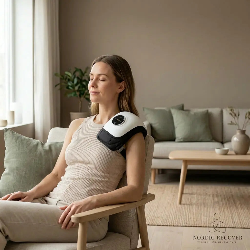 Infrarød knæmassage, med vibrator og kompression